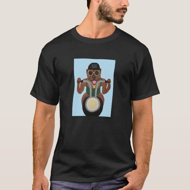 Pit Bull Biker auf Motorrad T-Shirt (Vorderseite)