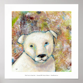Pit bull bulldog art painting Brutus is Happy Dog Poster