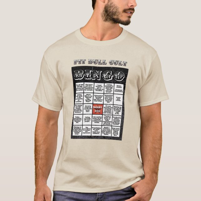 Pit Bull Cult Bingo Card T-Shirt (Vorderseite)
