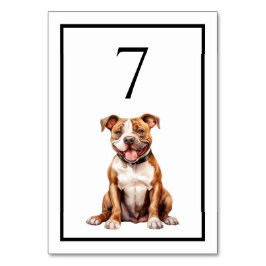 Pit Bull Dog Aquarell Tischnummer