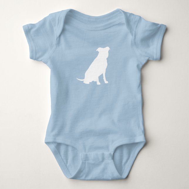Pit Bull Dog Baby Dusche Blue Boy Pitbull Strampler (Vorderseite)