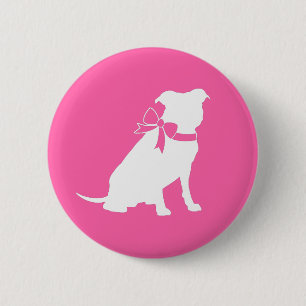 Pit Bull Dog Babydusche Pink Girl Pitbull Button