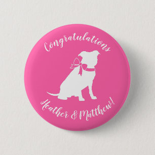 Pit Bull Dog Babydusche Pink Girl Pitbull Button