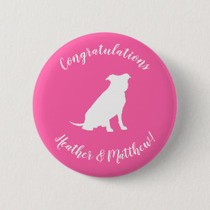 Pit Bull Dog Babydusche Pink Girl Pitbull Button