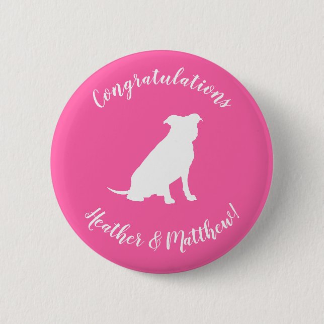 Pit Bull Dog Babydusche Pink Girl Pitbull Button (Vorderseite)