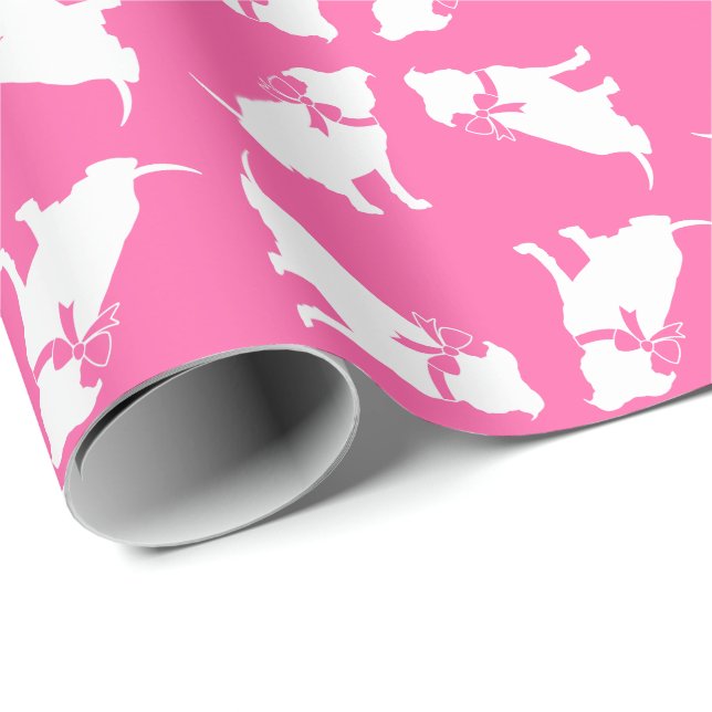 Pit Bull Dog Babydusche Pink Girl Pitbull Geschenkpapier (Rolleneckpunkt)