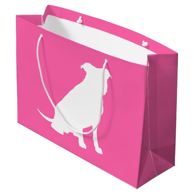 Pit Bull Dog Babydusche Pink Girl Pitbull Große Geschenktüte (Rückseite Schrägansicht)
