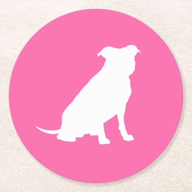 Pit Bull Dog Babydusche Pink Girl Pitbull Runder Pappuntersetzer (Vorderseite)