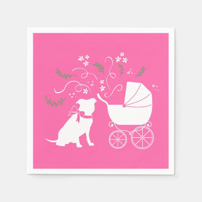 Pit Bull Dog Babydusche Pink Girl Pitbull Serviette (Vorderseite)