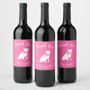Pit Bull Dog Babydusche Pink Girl Pitbull Weinetikett