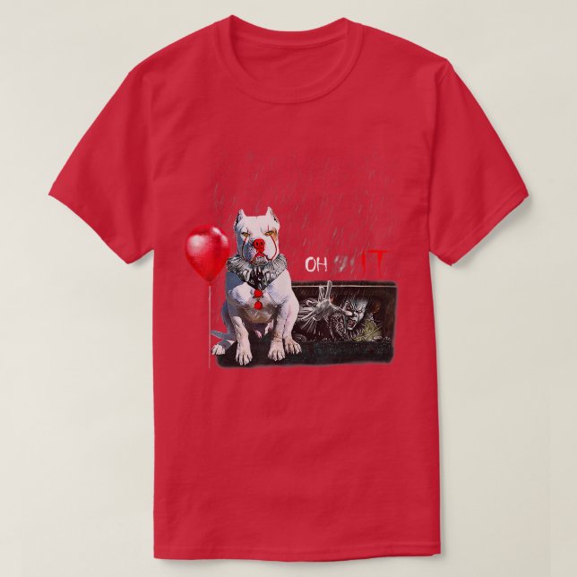 Pit Bull Dog Clown Oh es Rain Ballon Funny Halse T-Shirt (Design vorne)