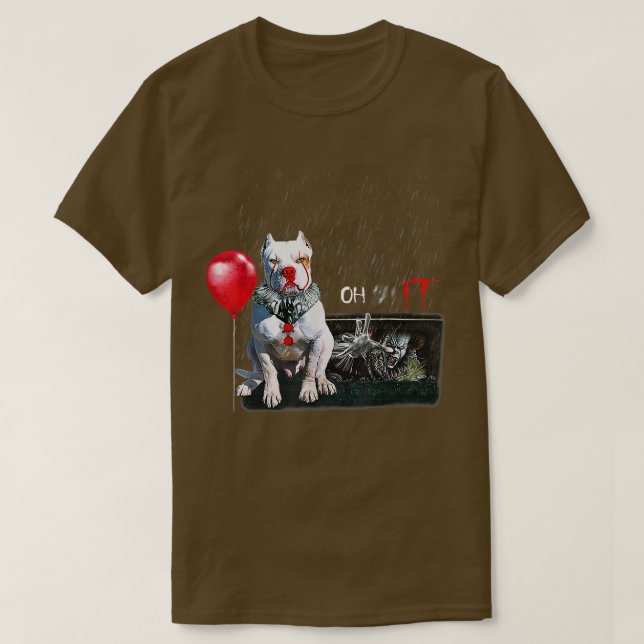 Pit Bull Dog Clown Oh es Rain Ballon Funny Halse T-Shirt (Design vorne)