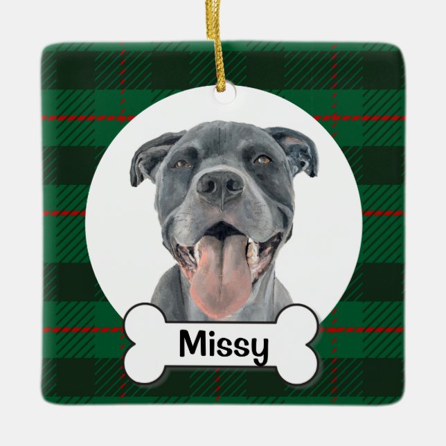 Pit bull Dog Ornament, Blue Staffy Ornament (Vorderseite)