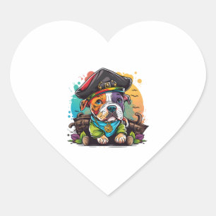 Pit Bull Dog Pirate Herz-Aufkleber