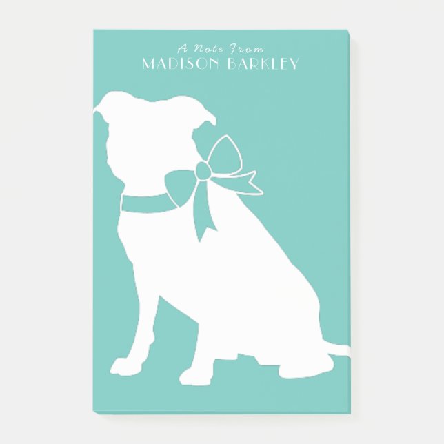 Pit Bull Dog Puppy Pitbull Nachhinweise Post-it Klebezettel (Vorderseite)