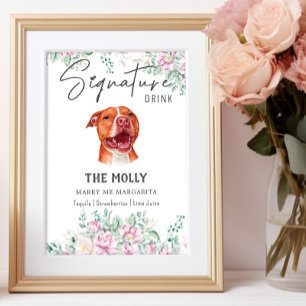 Pit Bull Dog Signature Drink Sign Poster