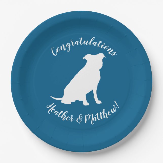 Pit Bull Dog Thema Kinderdusche Blue Boy Pitbull Pappteller (Vorderseite)