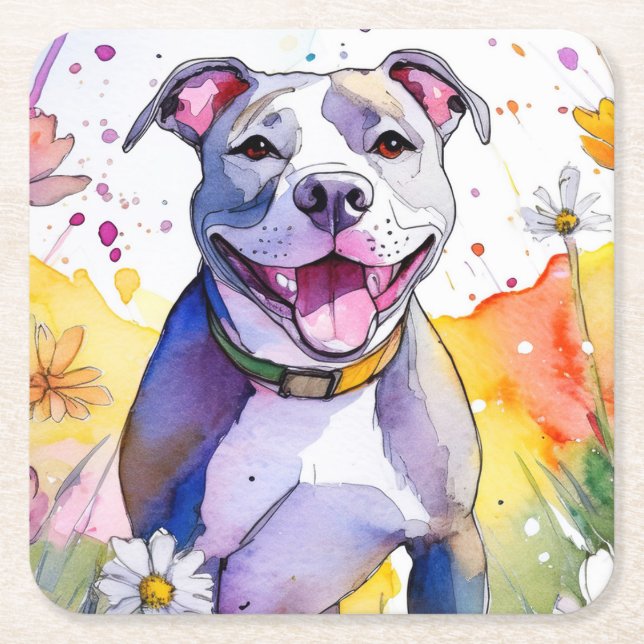 Pit Bull Dog Untersetzer (Vorderseite)