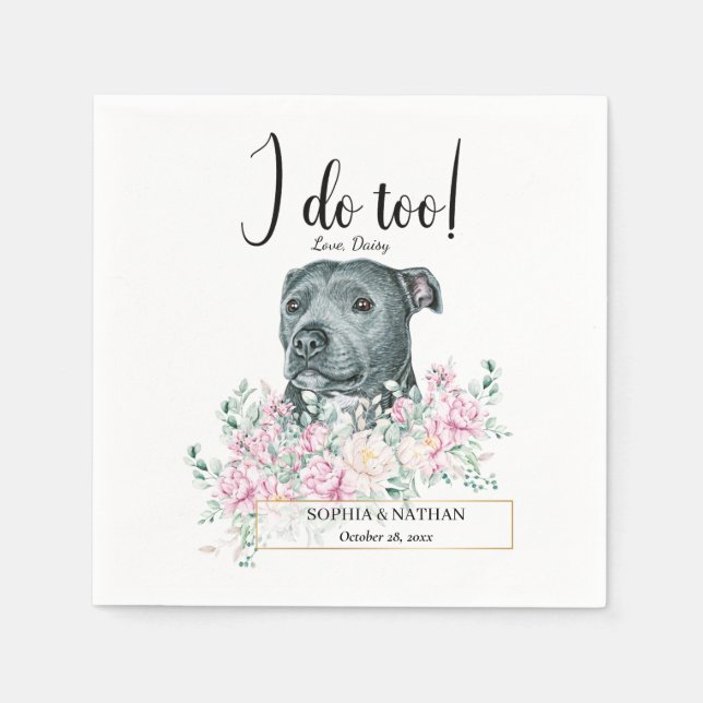 Pit Bull Dog Wedding Cocktail Napkins Serviette (Vorderseite)