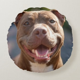 Pit Bull-Foto hinzufügen Anpassen Rundes Kissen