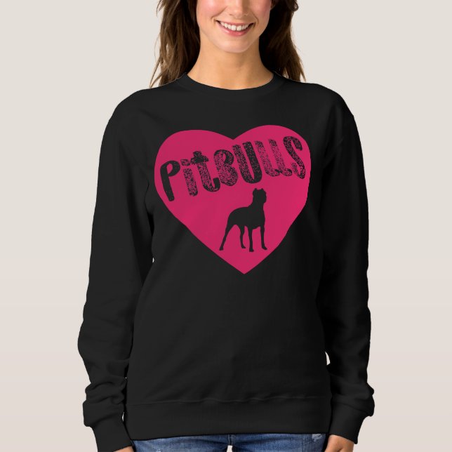 Pit Bull Heart Pitbulls Pink Transparenter Amerika Sweatshirt (Vorderseite)