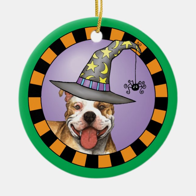 Pit Bull Hexe Keramikornament (Vorne)