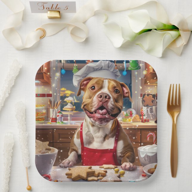 Pit Bull Holiday Baking: Festliche Weihnachten Pappteller (Hochzeit)