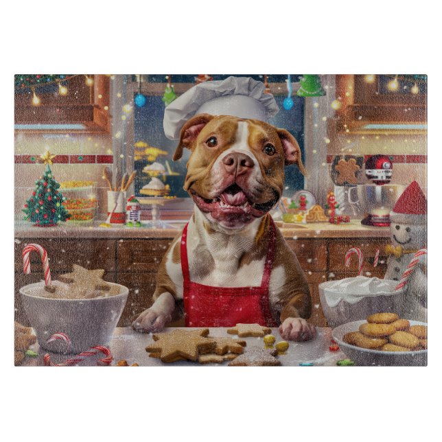Pit Bull Holiday Baking: Festliche Weihnachten Schneidebrett (Vorderseite)
