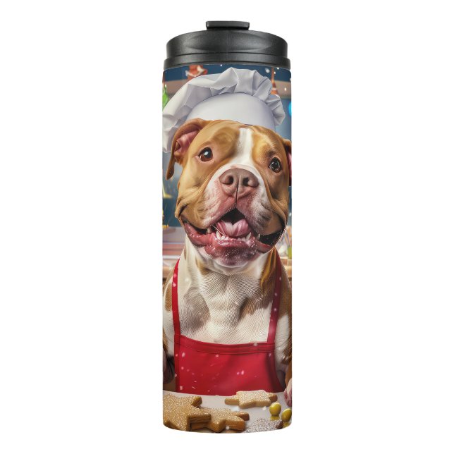 Pit Bull Holiday Baking: Festliche Weihnachten Thermosbecher (Vorderseite)