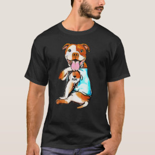 Pit Bull ich liebe Mama tätowierter Hund Mami Mutt T-Shirt