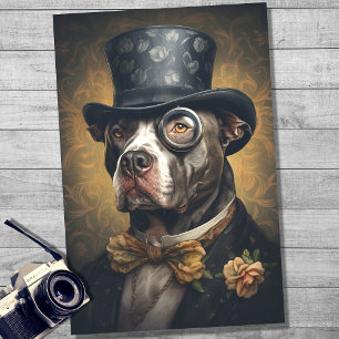 Pit Bull in Anzug und Hat 3 Decoupage Paper Seidenpapier