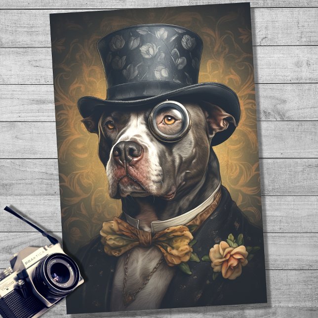 Pit Bull in Anzug und Hat 3 Decoupage Paper Seidenpapier (Von Creator hochgeladen)