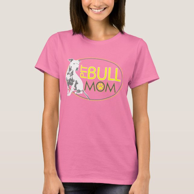 Pit Bull Mama - Gelb & Grau T-Shirt (Vorderseite)
