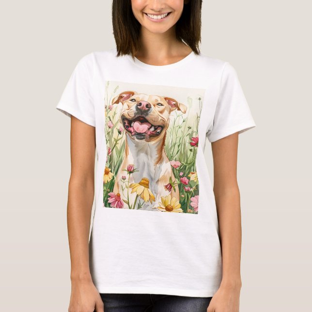Pit Bull Mama T-Shirt – Wasserfarbe (Vorderseite)
