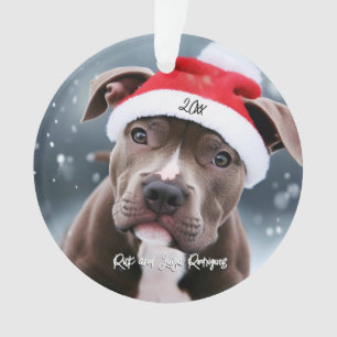 Pit Bull mit Weihnachtsmannmütze Weihnachten Ornament