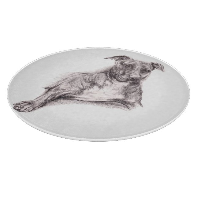 Pit Bull Portrait in Charcoal Schneidebrett (Ecke)