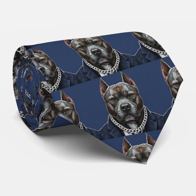 Pit Bull-Porträt Krawatte (Gerollt)