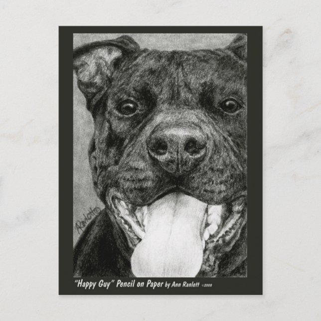 Pit Bull Postcard - "Happy Typ" Postkarte (Vorderseite)