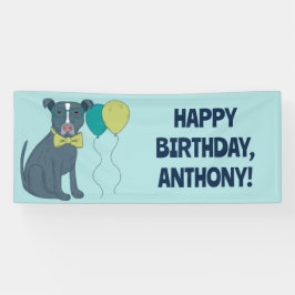 Pit Bull Puppy Dog mit Brille und Balloons Banner