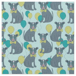 Pit Bull Puppy Dog mit Brille und Balloons Stoff