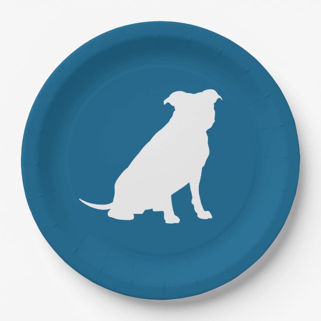 Pit Bull Silhouette Babydusche Welpenhund Pappteller (Vorderseite)