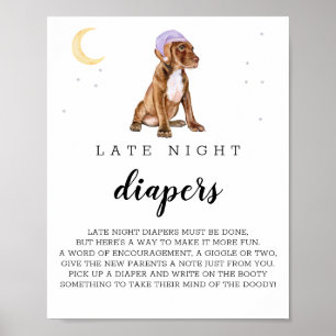 Pit Bull Spate Night Diapers Beagle Wasserfarbzeic Poster