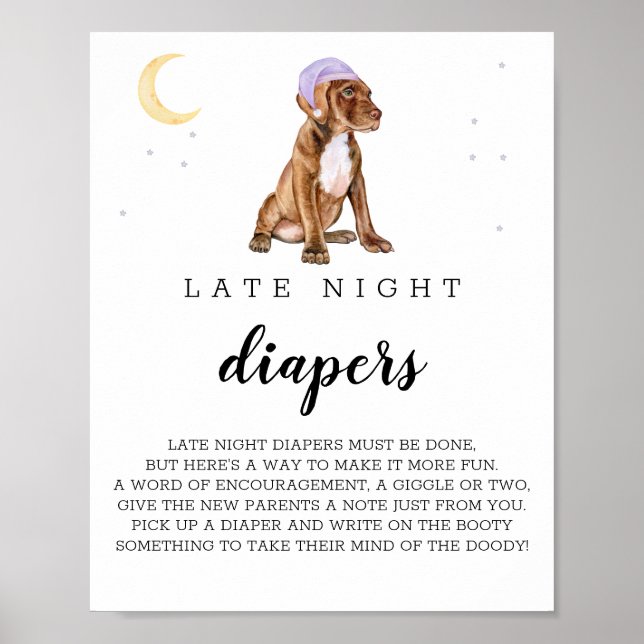 Pit Bull Spate Night Diapers Beagle Wasserfarbzeic Poster (Vorne)