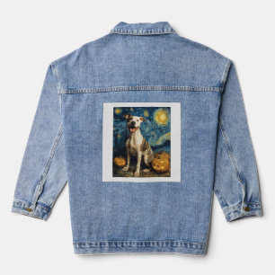 Pit Bull Süßer Hund Halloween Jack O Lantern Kürbi Jeansjacke
