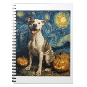 Pit Bull Süßer Hund Halloween Jack O Lantern Kürbi Notizblock