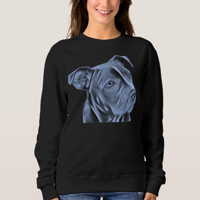 Pit Bull Terrier Hund eine schöne Gemälde einer Bl Sweatshirt (Vorderseite)