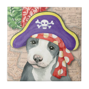 Pit Bull Terrier Pirate Fliese
