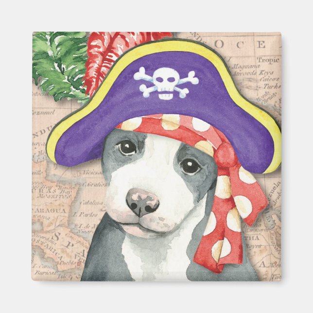 Pit Bull Terrier Pirate Magnet (Vorne)