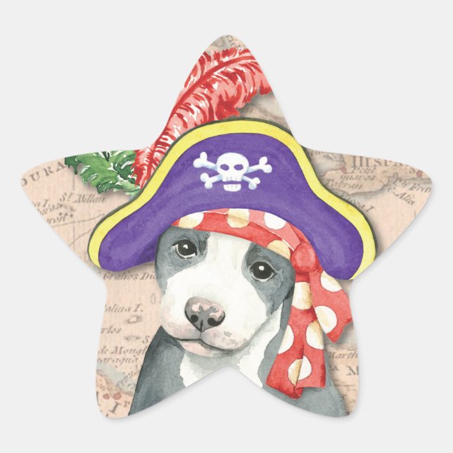 Pit Bull Terrier Pirate Stern-Aufkleber (Vorderseite)