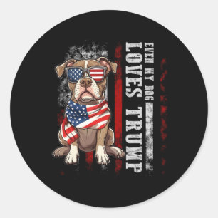Pit Bull Terrier Sogar mein Hund liebt Trump Lusti Runder Aufkleber